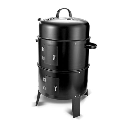 NEW 3in1 Portable Charcoal Vertical Smoker BBQ Roaster Grill Steel Water Steamer.
