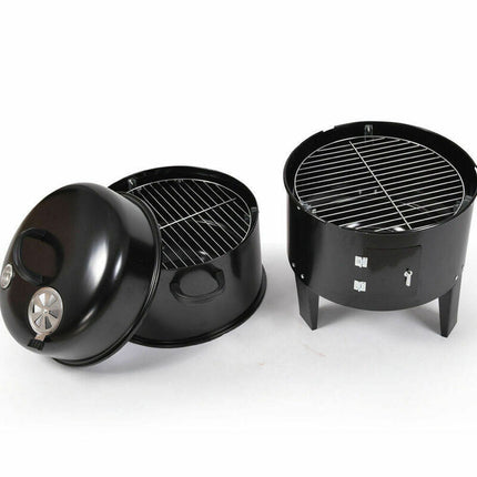 NEW 3in1 Portable Charcoal Vertical Smoker BBQ Roaster Grill Steel Water Steamer.