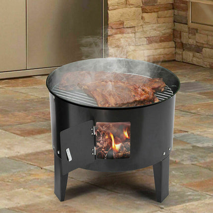 NEW 3in1 Portable Charcoal Vertical Smoker BBQ Roaster Grill Steel Water Steamer.