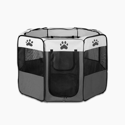 8 Panel Pet Dog Cat Crate Play Pen Bags Kennel Portable Tent Playpen Puppy Cage Extra Large Grey.