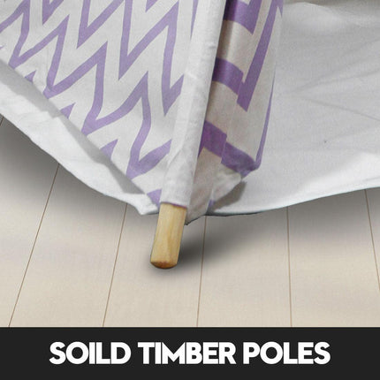 Giant Cotton Canvas Kids Teepee Wigwam Children Pretend Play Tent Indoor Outdoor Party - purple.
