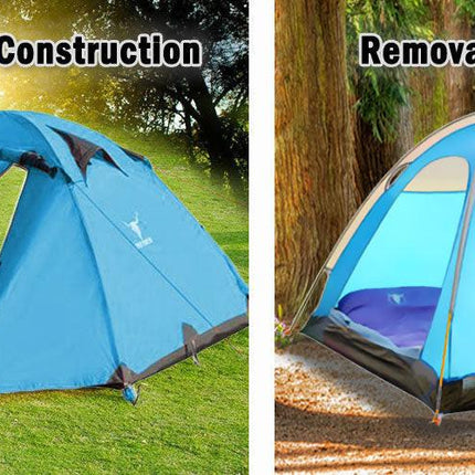 2 Person Portable Outdoor Lightweight Cycling Hiking Backpacking Camping Waterproof Tent - Blue.