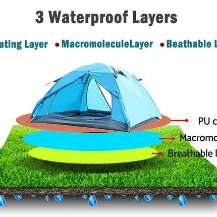 2 Person Portable Outdoor Lightweight Cycling Hiking Backpacking Camping Waterproof Tent - Blue.