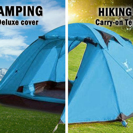 2 Person Portable Outdoor Lightweight Cycling Hiking Backpacking Camping Waterproof Tent - Blue.