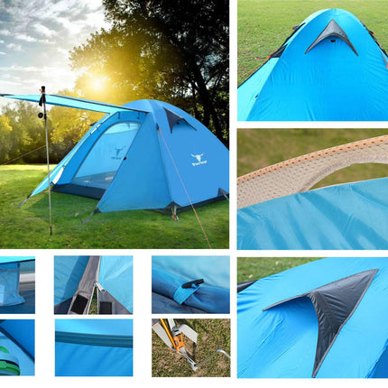 2 Person Portable Outdoor Lightweight Cycling Hiking Backpacking Camping Waterproof Tent - Blue.