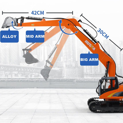 HUINA 1/14 15CH RC Alloy Long Arm Excavator Construction Engineering Vehicle Toy.