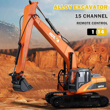 HUINA 1/14 15CH RC Alloy Long Arm Excavator Construction Engineering Vehicle Toy.