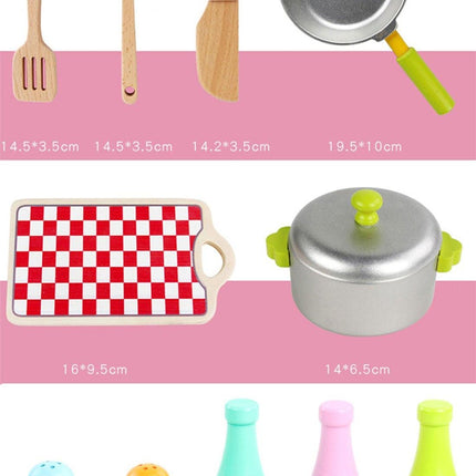 Kids Wooden Kitchen Pretend Play Set Toy Toddlers Children Cooking Food Cookware.