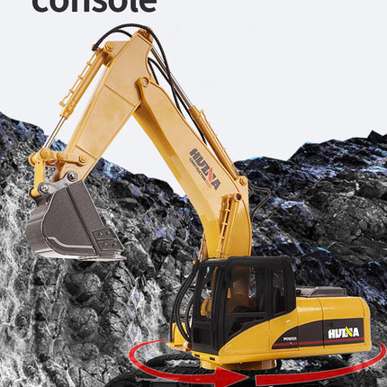 HUINA 1/14 15CH RC Alloy Excavator Construction Engineering Vehicle Digger Toy Gift.