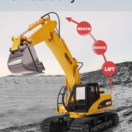 HUINA 1/14 15CH RC Alloy Excavator Construction Engineering Vehicle Digger Toy Gift.