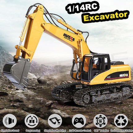 HUINA 1/14 15CH RC Alloy Excavator Construction Engineering Vehicle Digger Toy Gift.