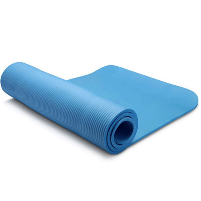 10mm Extra Thick NBR Yoga Mat Gym Pilates Fitness Exercise - blue.