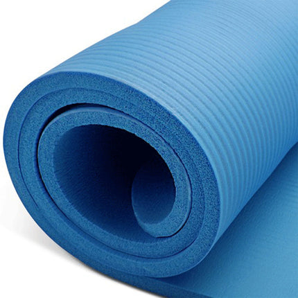 10mm Extra Thick NBR Yoga Mat Gym Pilates Fitness Exercise - blue.