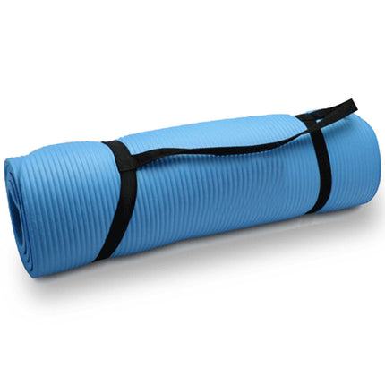 10mm Extra Thick NBR Yoga Mat Gym Pilates Fitness Exercise - blue.