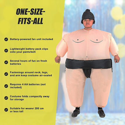 SUMO Fancy Dress Inflatable Suit -Fan Operated Costume.