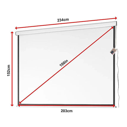 100" Electric Motorised Projector Screen TV +Remote.