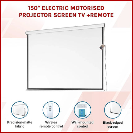 150" Electric Motorised Projector Screen TV +Remote.