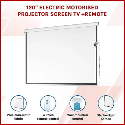 120" Electric Motorised Projector Screen TV +Remote.