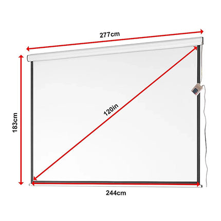 120" Electric Motorised Projector Screen TV +Remote.