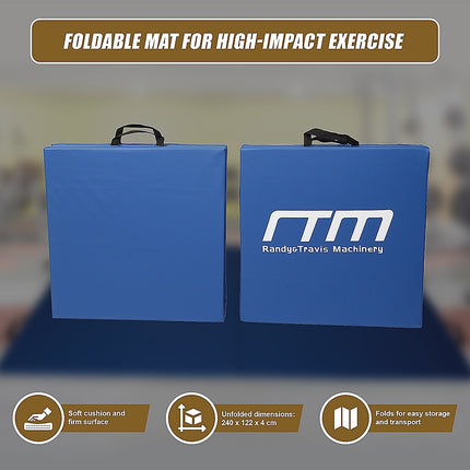 Folding Blue Exercise Mat – Gymnastics, Martial Arts, Yoga, Karate & Judo Training.