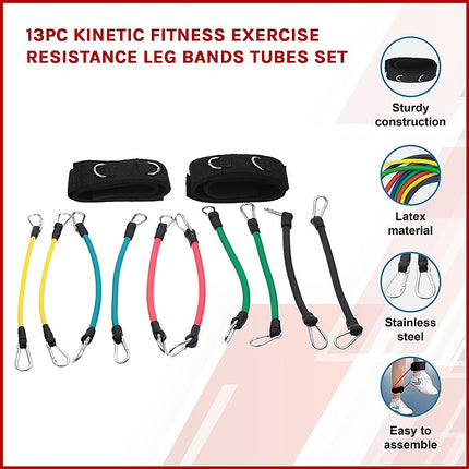 13PC Resistance Bands Set – Fitness Exercise Tubes with Handles & Leg Bands.