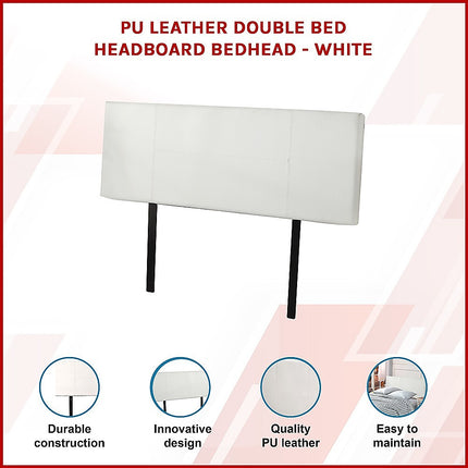 PU Leather Double Bed Headboard Bedhead - White.