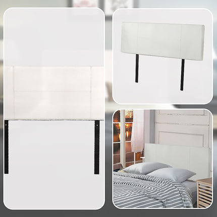 PU Leather Double Bed Headboard Bedhead - White.