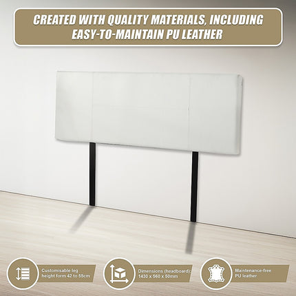 PU Leather Double Bed Headboard Bedhead - White.