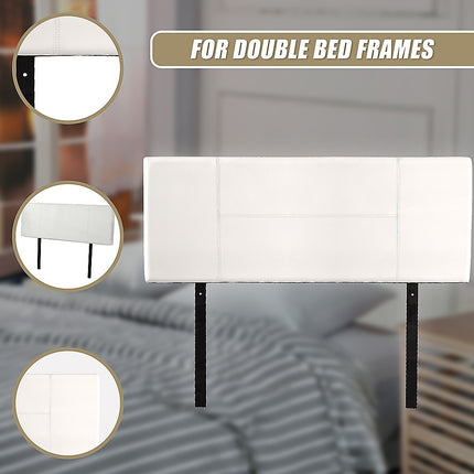PU Leather Double Bed Headboard Bedhead - White.