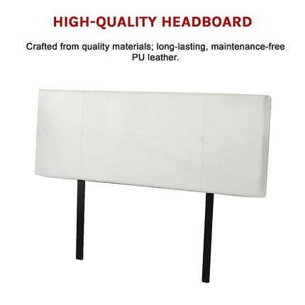 PU Leather Double Bed Headboard Bedhead - White.