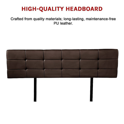 PU Leather King Bed Deluxe Headboard Bedhead - Brown.