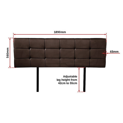 PU Leather King Bed Deluxe Headboard Bedhead - Brown.