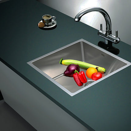 490x440mm Handmade Stainless Steel Undermount / Topmount Kitchen Laundry Sink with Waste.