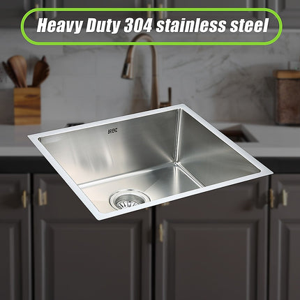 490x440mm Handmade Stainless Steel Undermount / Topmount Kitchen Laundry Sink with Waste.