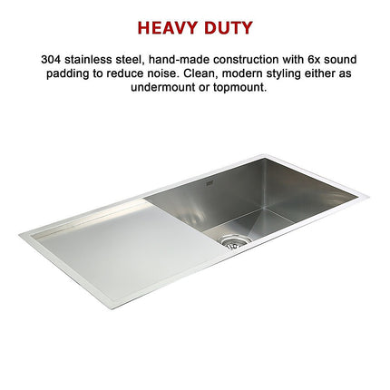 960x450mm Handmade Stainless Steel Undermount / Topmount Kitchen Sink with Waste.