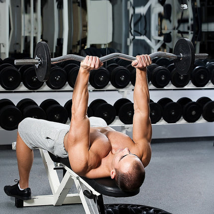 Heavy Duty EZ Curl Barbell – Weightlifting Bar with Spinlock Collars for Gym Training.