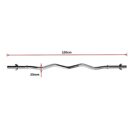 Heavy Duty EZ Curl Barbell – Weightlifting Bar with Spinlock Collars for Gym Training.