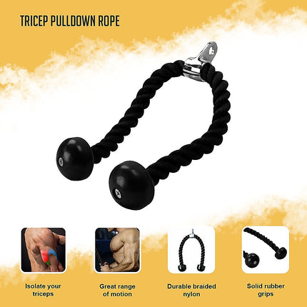 Tricep Pulldown Rope – Heavy Duty Cable Machine Attachment for Gym & Home Workout.