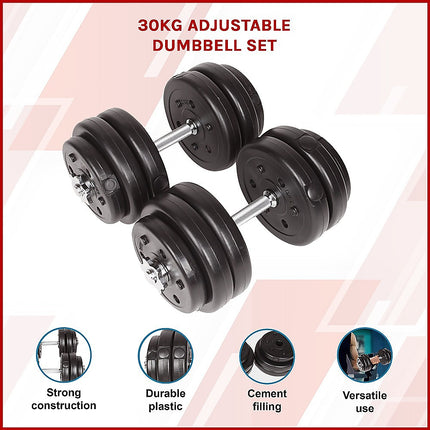 30KG Adjustable Dumbbell Set – Home Gym Weights for Strength & Fitness Training.