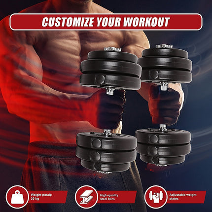 30KG Adjustable Dumbbell Set – Home Gym Weights for Strength & Fitness Training.