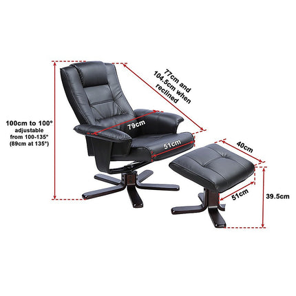 PU Leather Massage Chair Recliner Ottoman Lounge Remote.