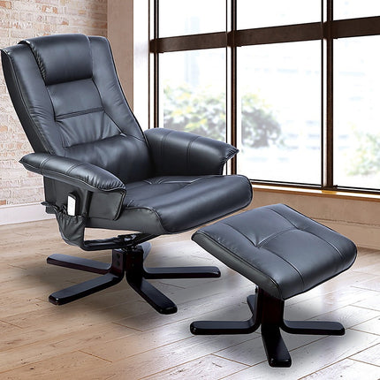 PU Leather Massage Chair Recliner Ottoman Lounge Remote.