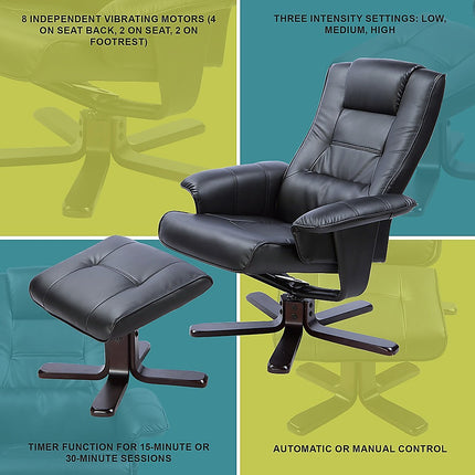 PU Leather Massage Chair Recliner Ottoman Lounge Remote.