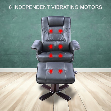 PU Leather Massage Chair Recliner Ottoman Lounge Remote.