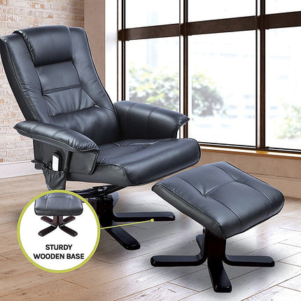 PU Leather Massage Chair Recliner Ottoman Lounge Remote.