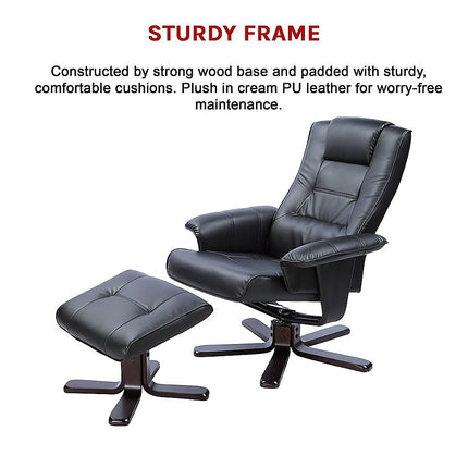 PU Leather Massage Chair Recliner Ottoman Lounge Remote.