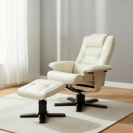 PU Leather Massage Chair Recliner Ottoman Lounge Remote.