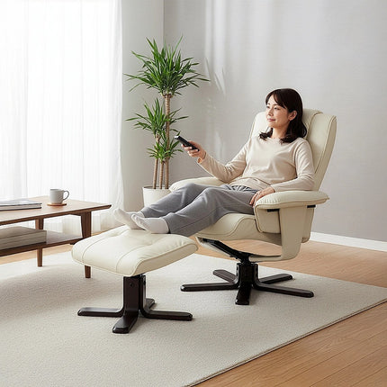 PU Leather Massage Chair Recliner Ottoman Lounge Remote.