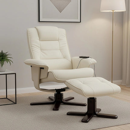 PU Leather Massage Chair Recliner Ottoman Lounge Remote.