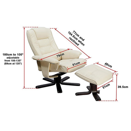 PU Leather Massage Chair Recliner Ottoman Lounge Remote.